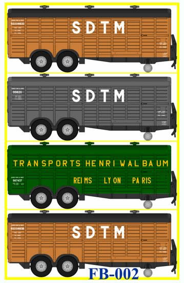 REE Modeles FB-002 - French 4pc Trailer double Axle Set - For PARK û SDTM of the SNCF